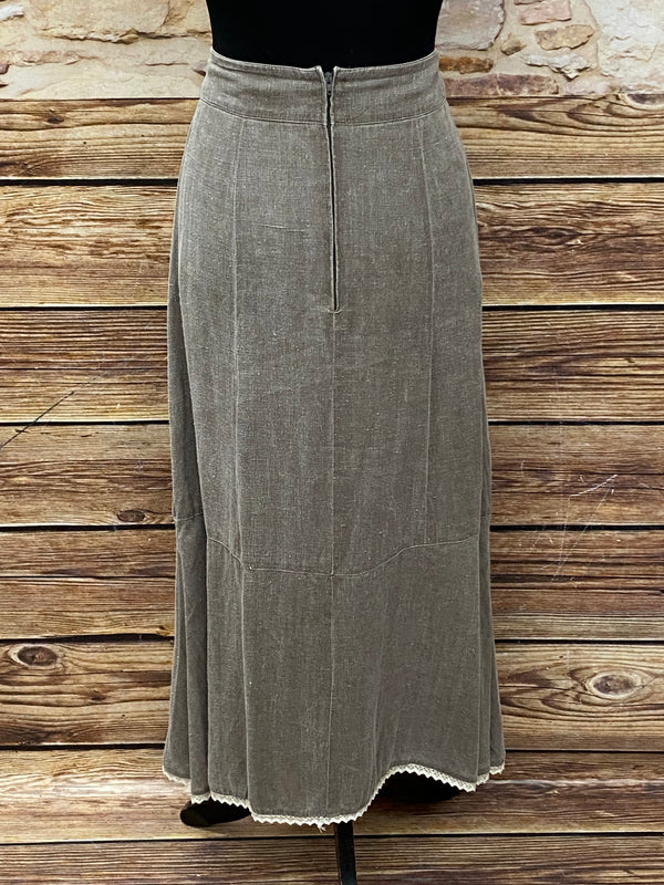 Damen Jeans-Trachtenrock von Landhaus – Grünlich-Braun, Größe 40