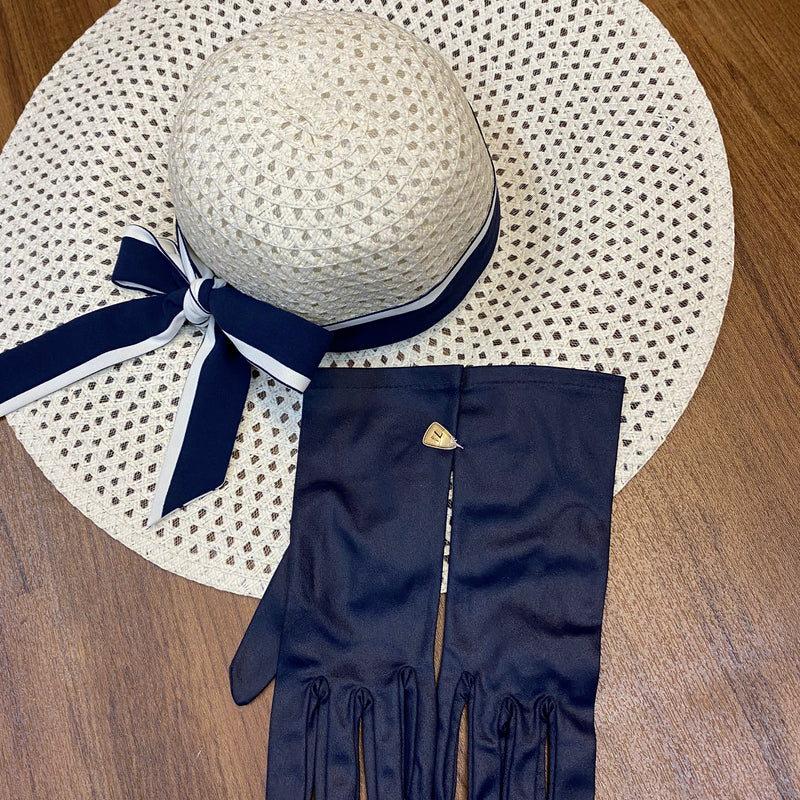 Elegantes Maritimes trägerlosen Hosenanzug-Set mit Accessoires Gr.40