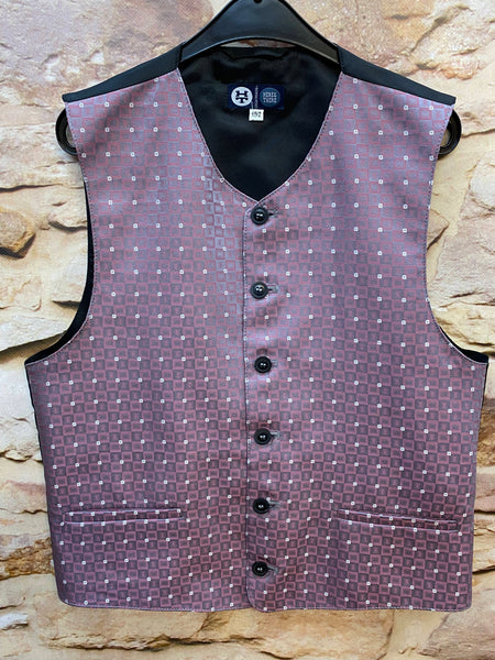 Jungenweste Bordeaux gemustert – Größe 152 – festliche Kinderweste