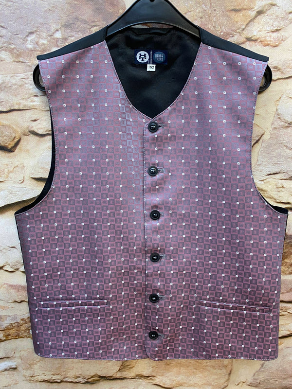 Jungenweste Bordeaux gemustert – Größe 152 – festliche Kinderweste