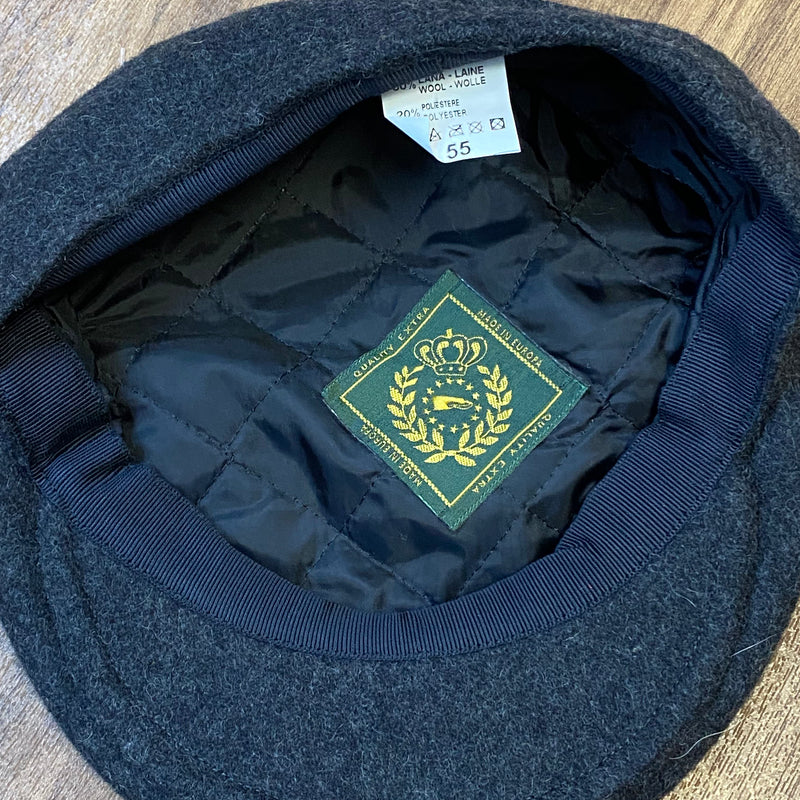 20er Jahre Jungen Schiebermütze Dunkelgrau – Gr. 55 | Wollmix