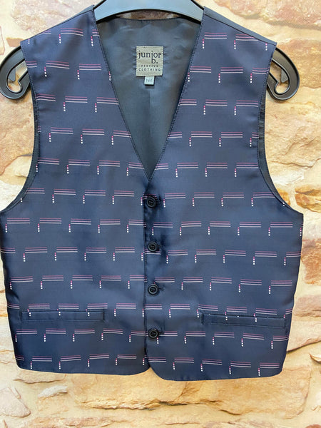 „Festliche Jungen Weste in Dunkelblau mit feinem Muster in Größe 146 für Kommunion oder Hochzeit“