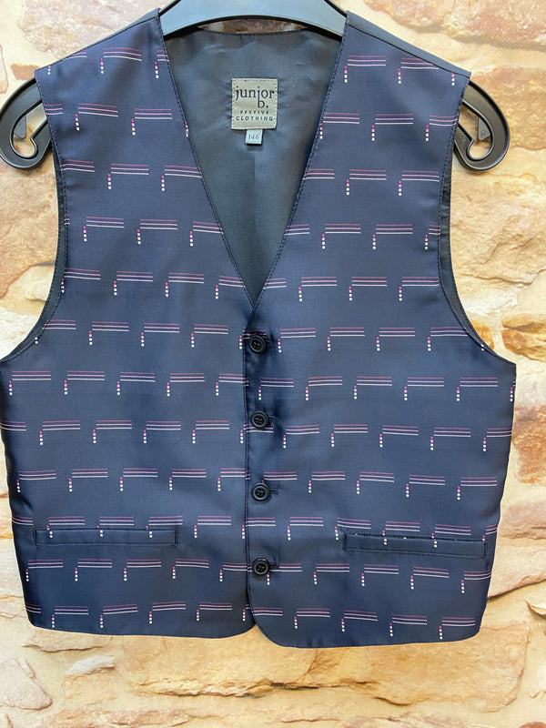„Festliche Jungen Weste in Dunkelblau mit feinem Muster in Größe 146 für Kommunion oder Hochzeit“