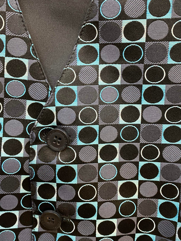 Festliche Jungen Weste Schwarz-Türkis Gr. 140