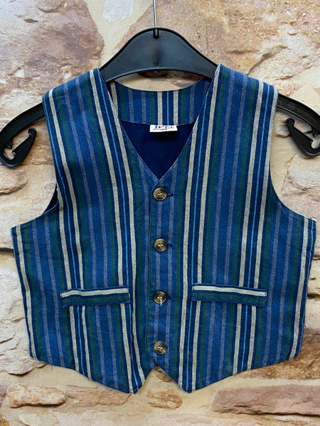 Jungenweste 20er Jahre Stil Blau Gestreift – Größe 104 – Vintage Look