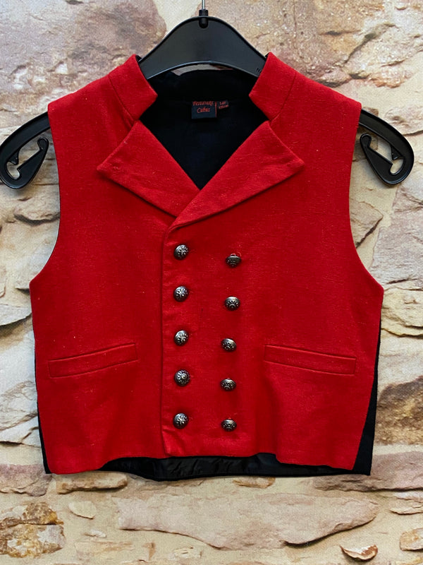 „Jungenweste rot schwarz Größe 110 116 mit Metallknöpfen elegante Kinderweste“