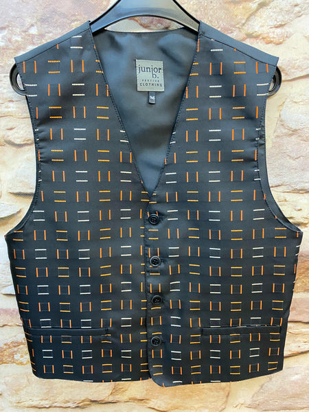 „Jungenweste schwarz gemustert Größe 146 festliche Kinderweste mit Knöpfen“