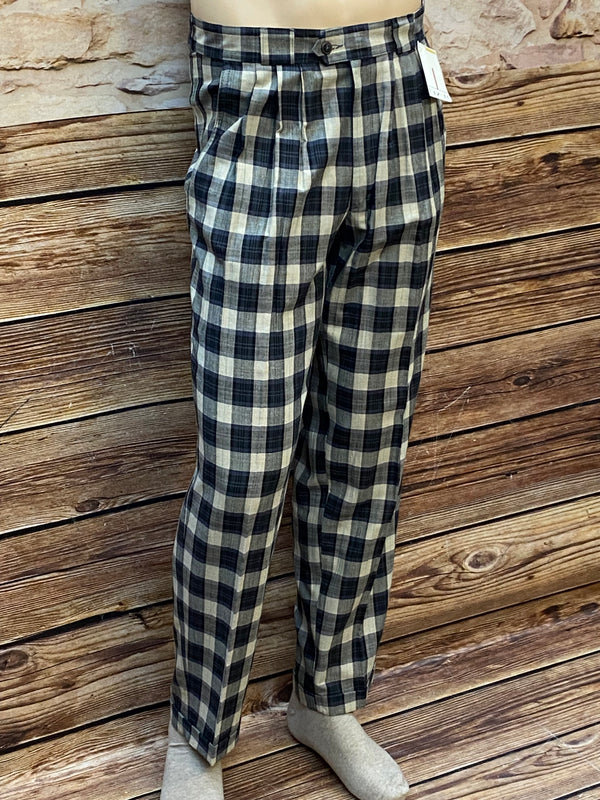 Bundfaltenhose Karomuster Herren Vintage Gr.48