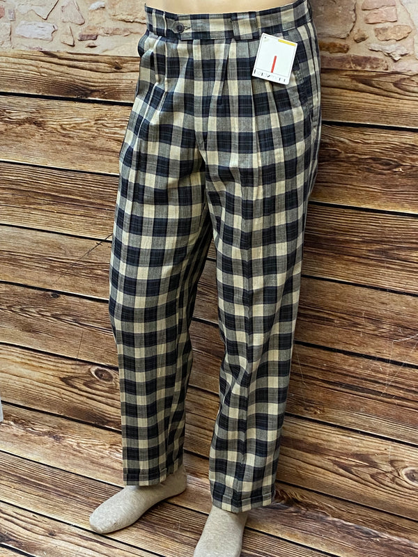 Bundfaltenhose Karomuster Herren Vintage Gr.48