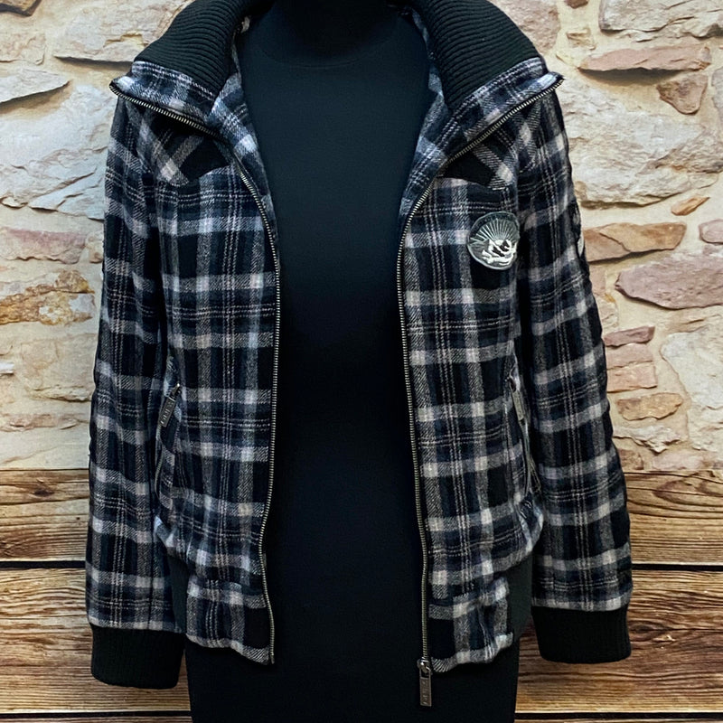 Karierte Vintage-Jacke mit Kapuze 