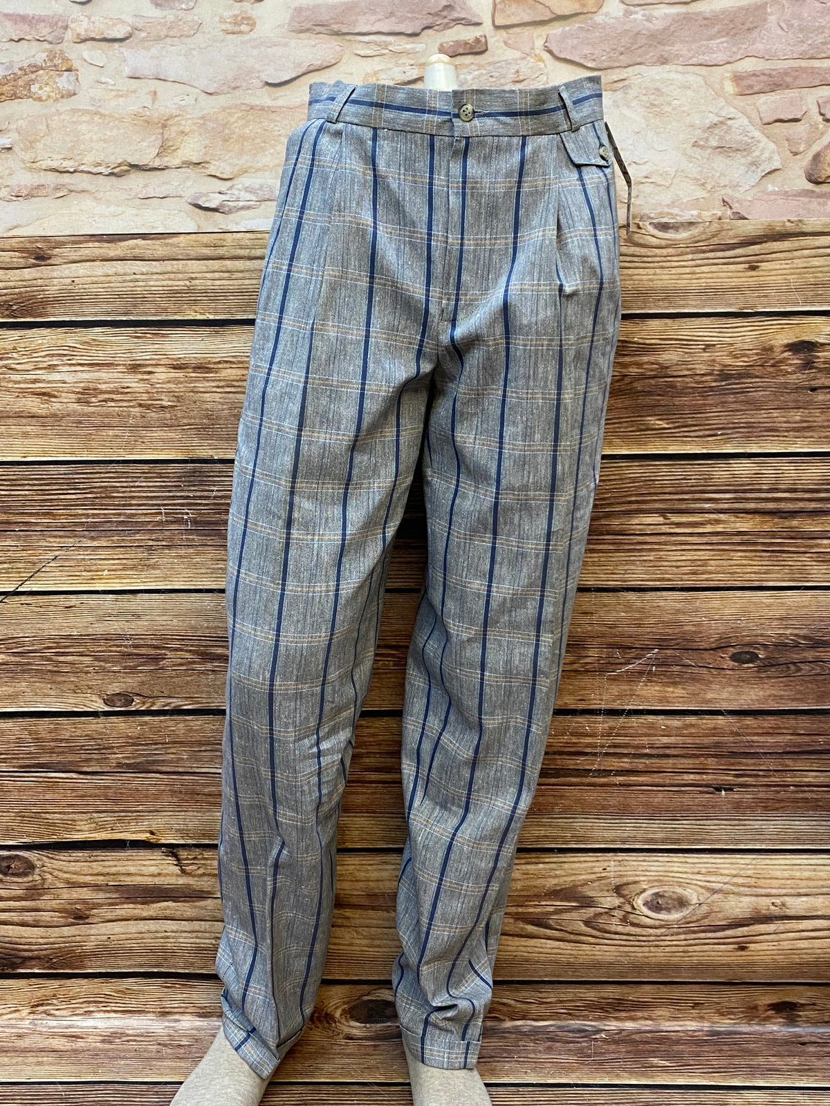 Karierte Vintagehose Bundfaltenhose Gr.50 Hose