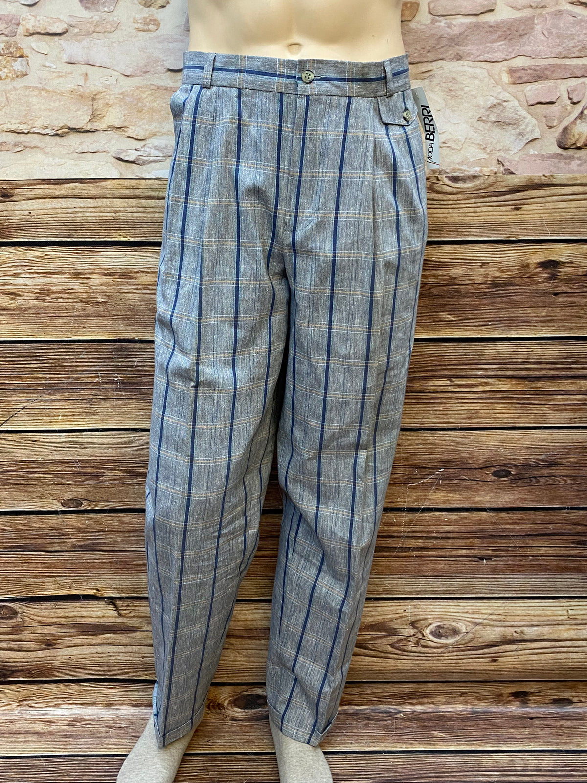 Karierte Vintagehose Bundfaltenhose Gr.50 Hose