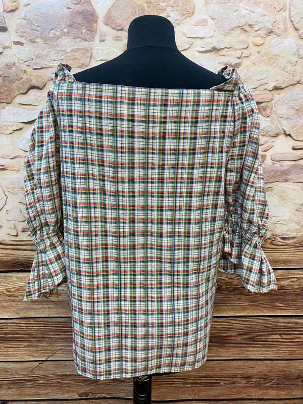 Trachtenbluse  – kariert im Landhaus-Stil  – Gr.44