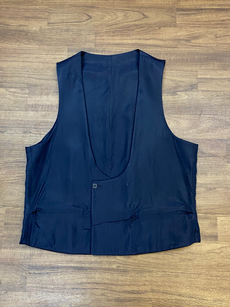 Gilet de smoking bleu foncé classique pour homme vintage taille 48