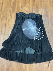 Gothic-Kleid, 3-teilig, schwarz-weiß, Mottoparty, Gr.46