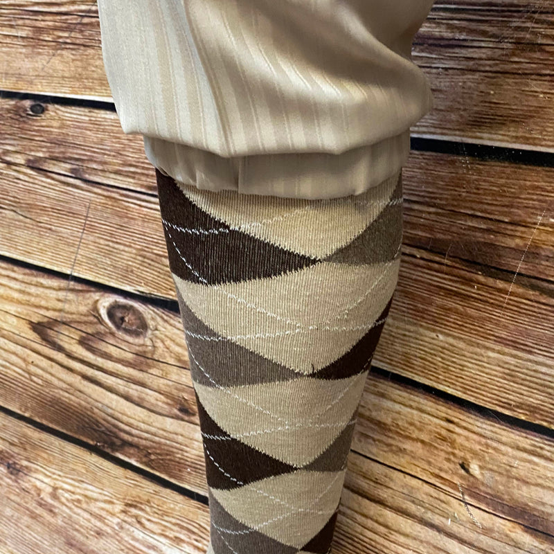 Knickerbocker Komplettset Herren braun beige mit karierter Mütze und Kniestrümpfen