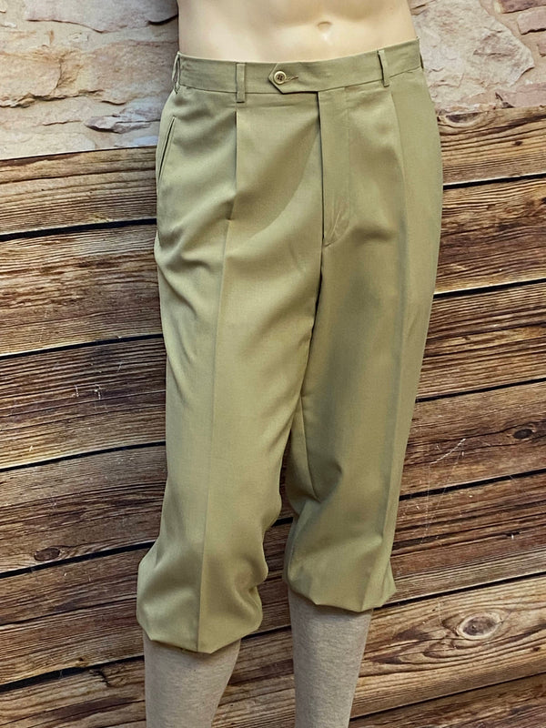 Stilvolle Beige-Grüne Knickerbocker-Hose Gr.54, B 101 cm