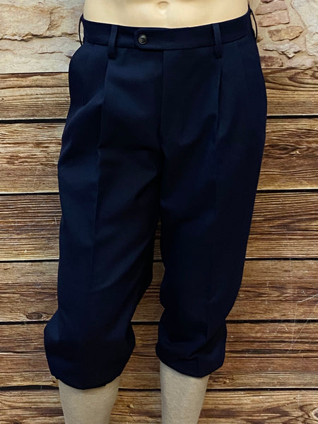 Vintage Knickerbockerhose in Dunkelblau, Gr. 48, Materialmix mit Schurwolle, inspiriert von 1920er-1940er Jahren,