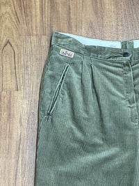 Pantalon traditionnel vintage vert, pantalon en velours côtelé longueur genou, largeur taille 86 cm, taille unisexe 44