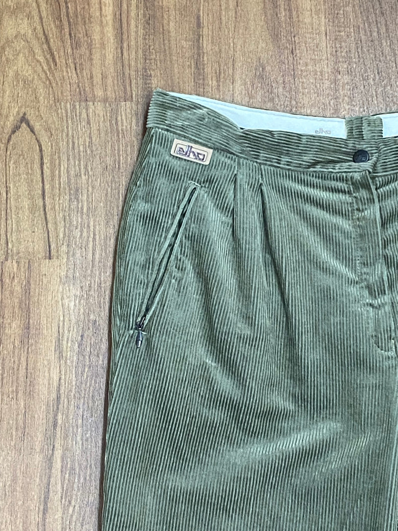 Pantalon traditionnel vintage vert, pantalon en velours côtelé longueur genou, largeur taille 86 cm, taille unisexe 44