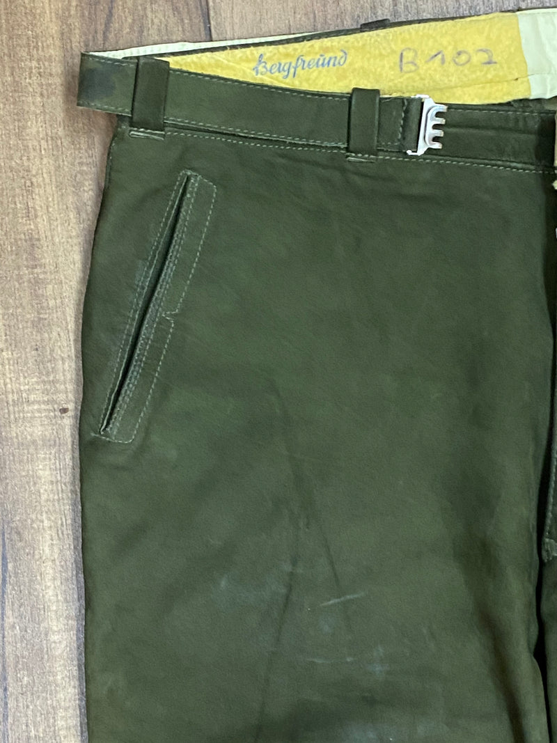 Kniebund Trachtenhose Echtleder Vintage Bergfreund Bund 102 cm Grün, Gr.56