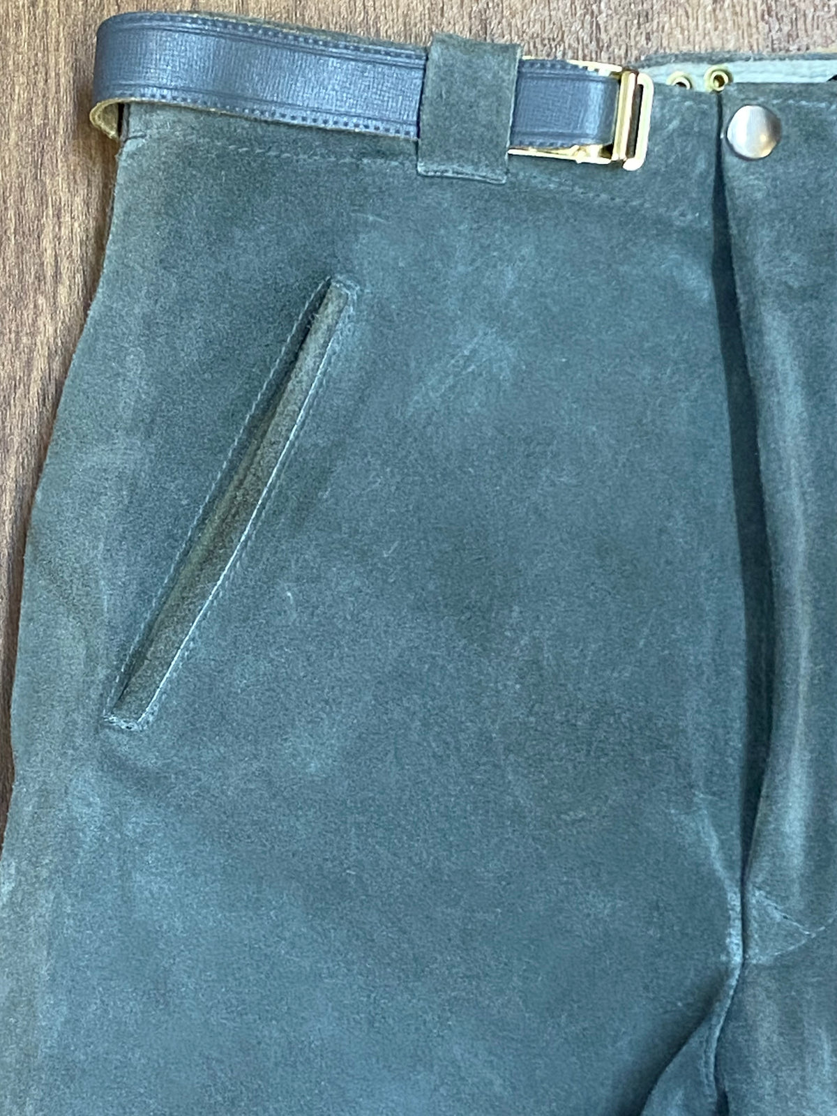 Graugrüne Kniebundtrachtenhose Lederhose Trachten Bund 77 cm, Gr.44