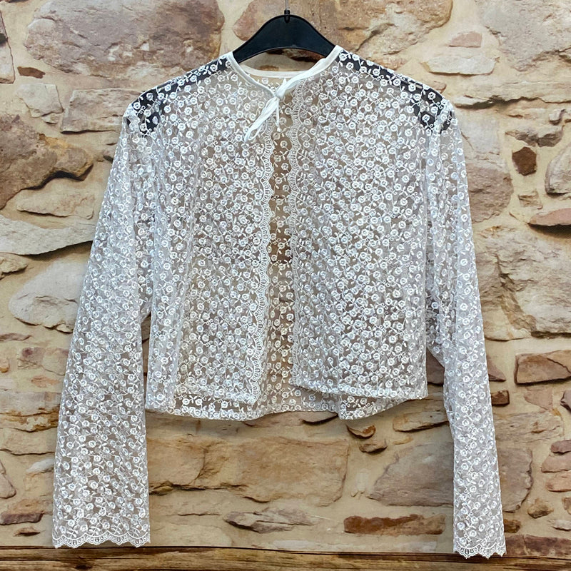 Kommunionkleid weiß mit Spitze & Bolero Gr. 146 – langes Festkleid Mädchen