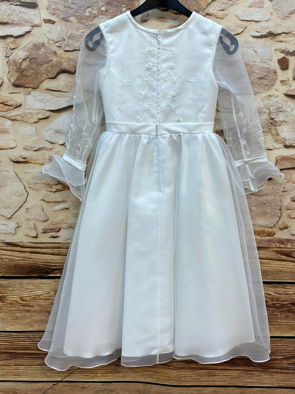 Kommunionkleid weiß mit Perlenstickerei & Tüllrock Gr. 128, Ansicht 5