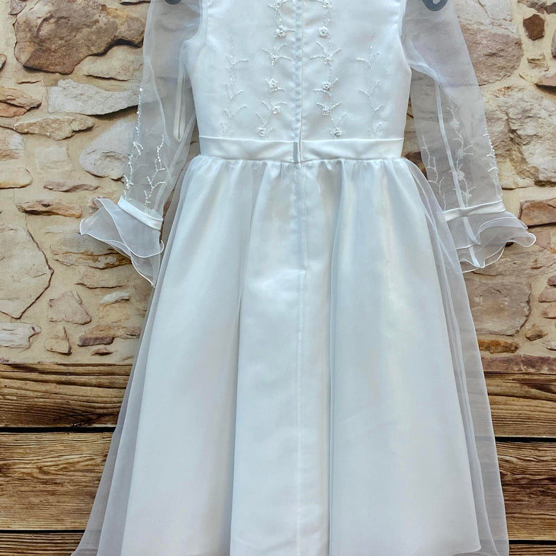 Kommunionkleid weiß mit Perlenstickerei & Tüllrock Gr. 128, Ansicht 5