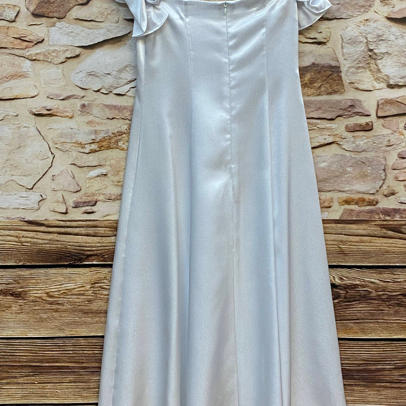 Kommunionkleid weiß mit Rosen-Schultern Gr. 128 – langes Festkleid