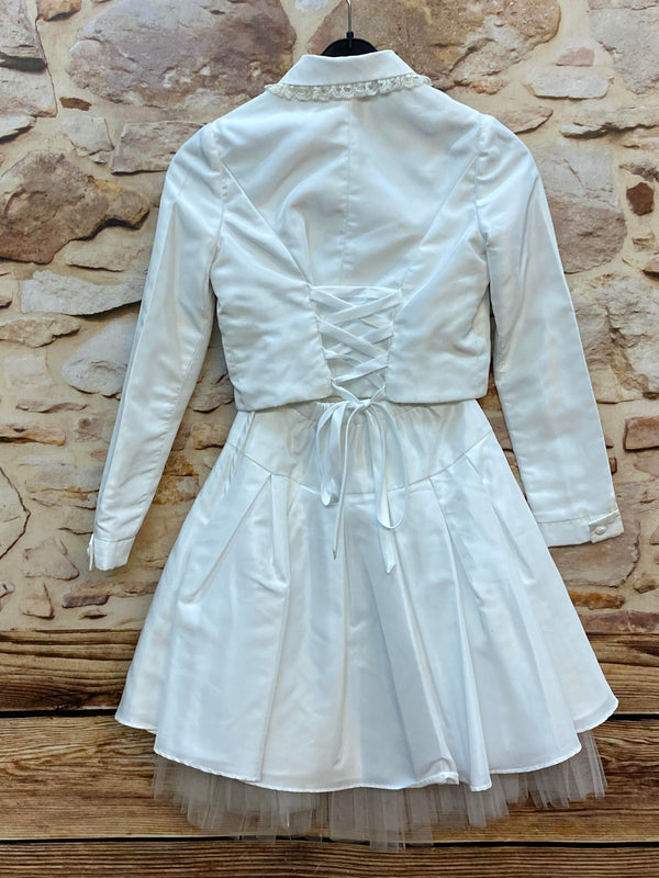 Kommunion Set weiß Gr. 128 – Rock mit Tüll & Bolero mit Spitzenkragen