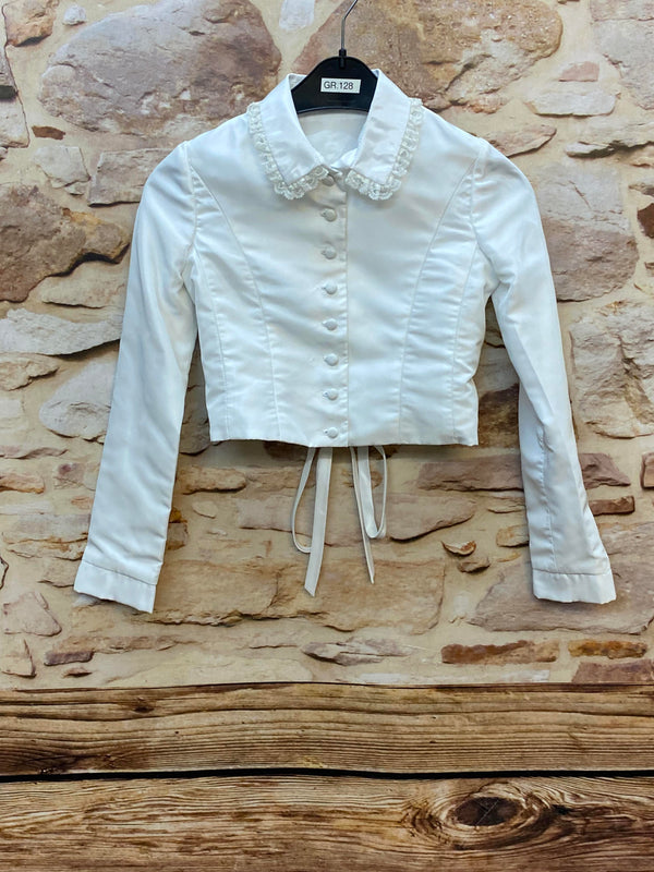 Kommunion Set weiß Gr. 128 – Rock mit Tüll & Bolero mit Spitzenkragen