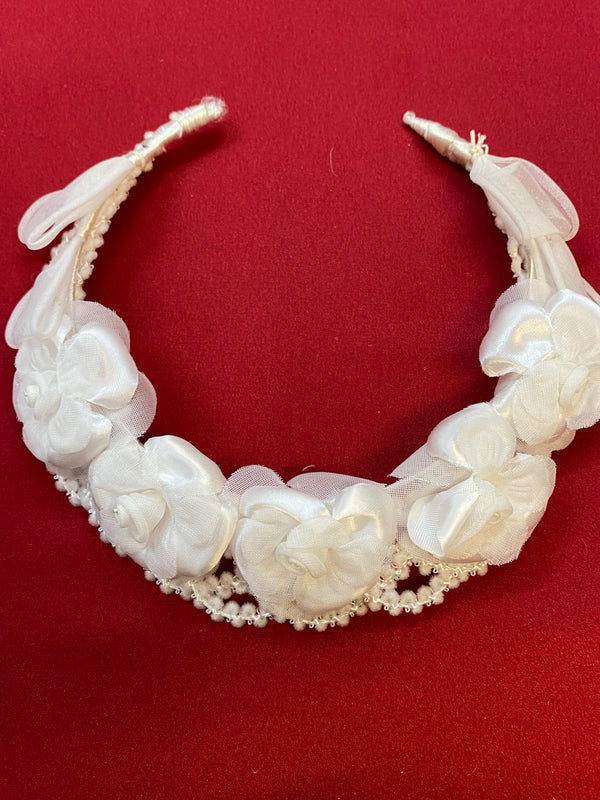 „Kommunion Haarschmuck weiß mit Blüten Haarreif Mädchen