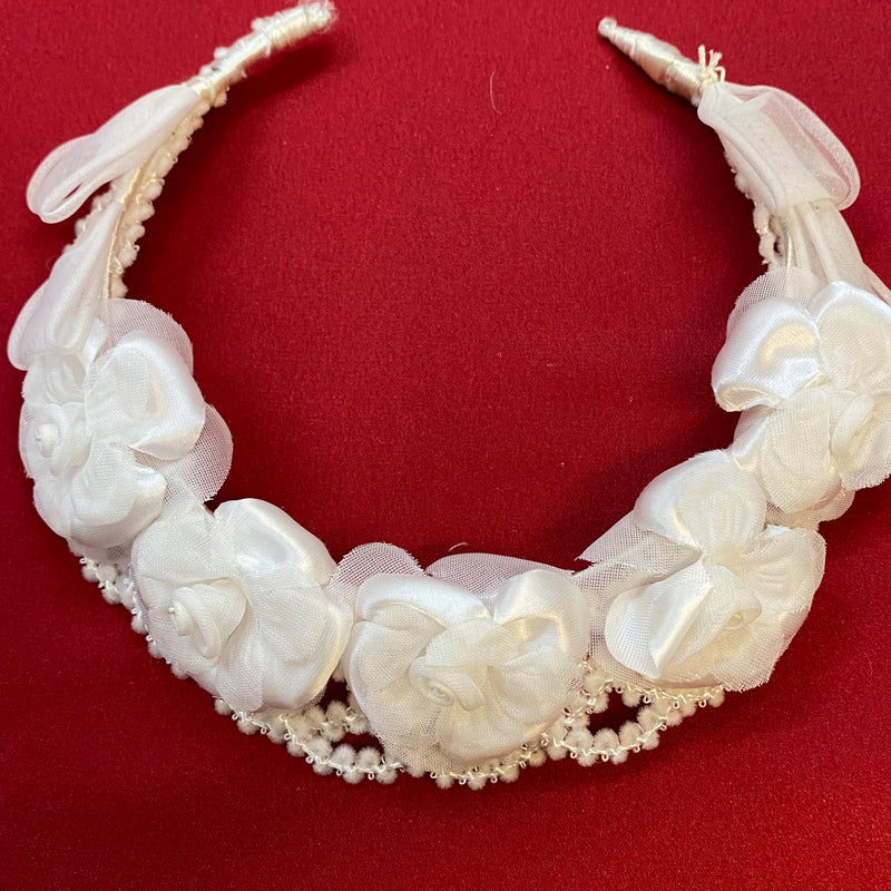 „Kommunion Haarschmuck weiß mit Blüten Haarreif Mädchen