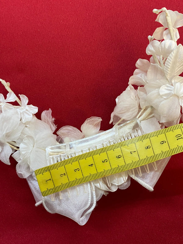 Kommunion Haarkamm Blüten Schleife – Haarschmuck weiß Mädchen ungetragen, Ansicht 3