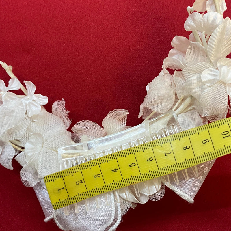 Kommunion Haarkamm Blüten Schleife – Haarschmuck weiß Mädchen ungetragen, Ansicht 3