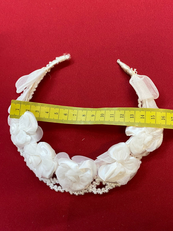 Kommunion Haarschmuck / Haarreif mit Blüten – weiß – ungetragen, Ansicht 3
