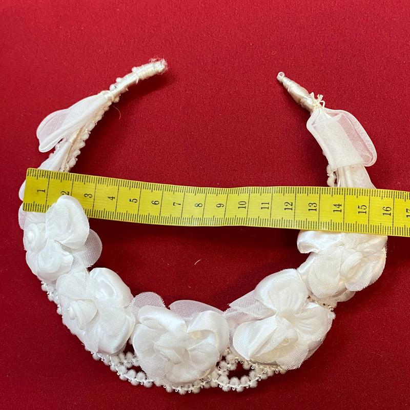 Kommunion Haarschmuck / Haarreif mit Blüten – weiß – ungetragen, Ansicht 3