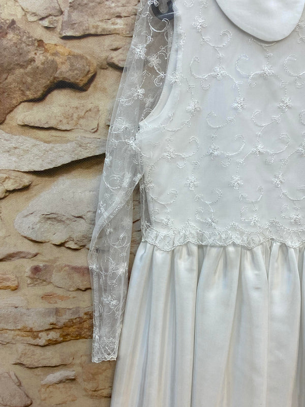 Kommunionkleid Gr. 128 Bianca Corela 2-teilig weiß Festkleid Blumenmädchen Spitze langarm