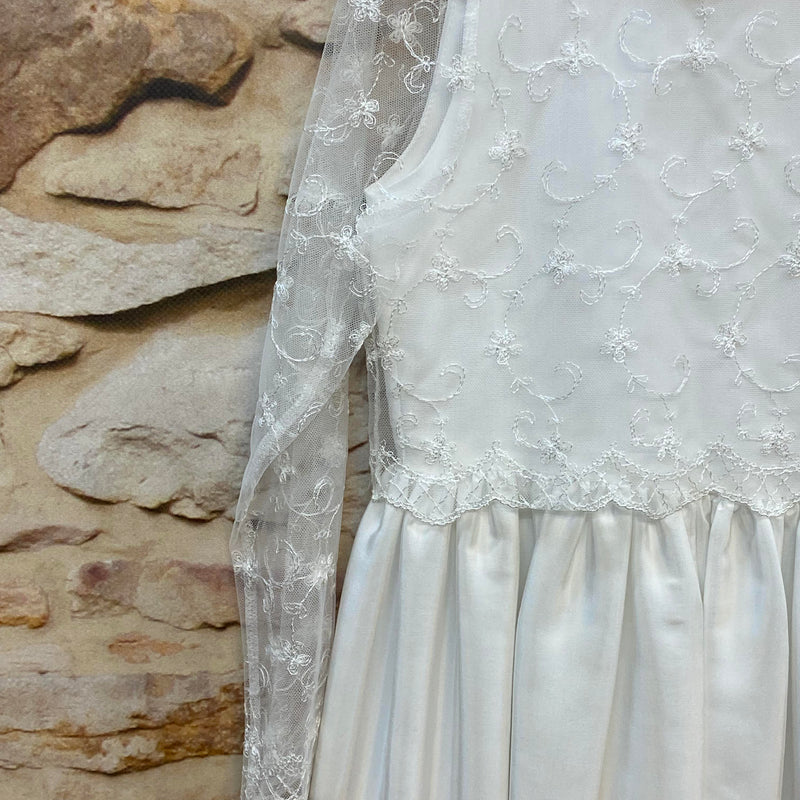 Kommunionkleid Gr. 128 Bianca Corela 2-teilig weiß Festkleid Blumenmädchen Spitze langarm