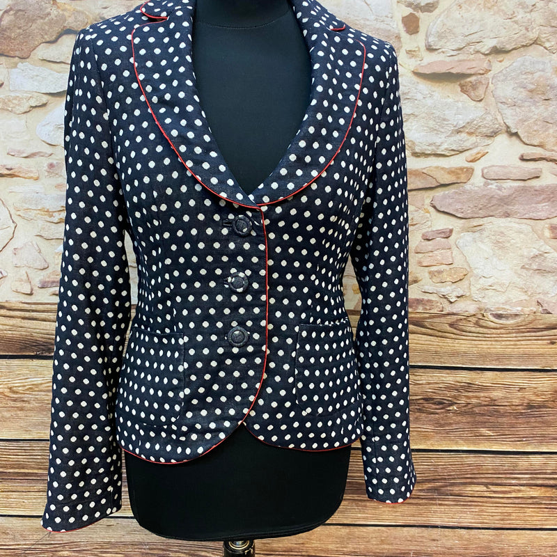 Vintage-Kostüm mit Punkten und Accessoire, Unikat