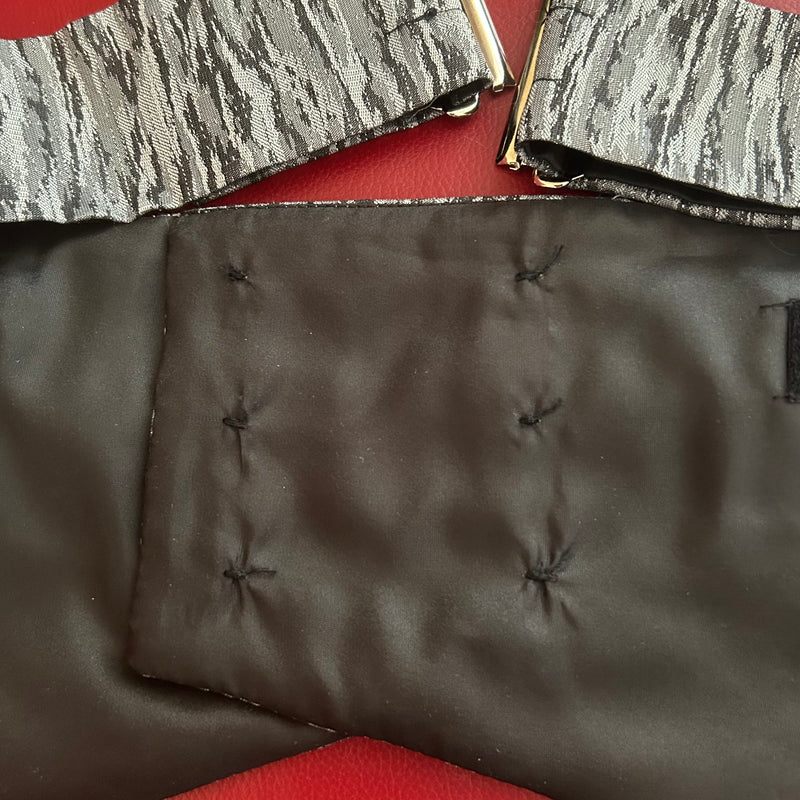 Vintage Kummerbund-Set in Silber-Grau mit Fliege