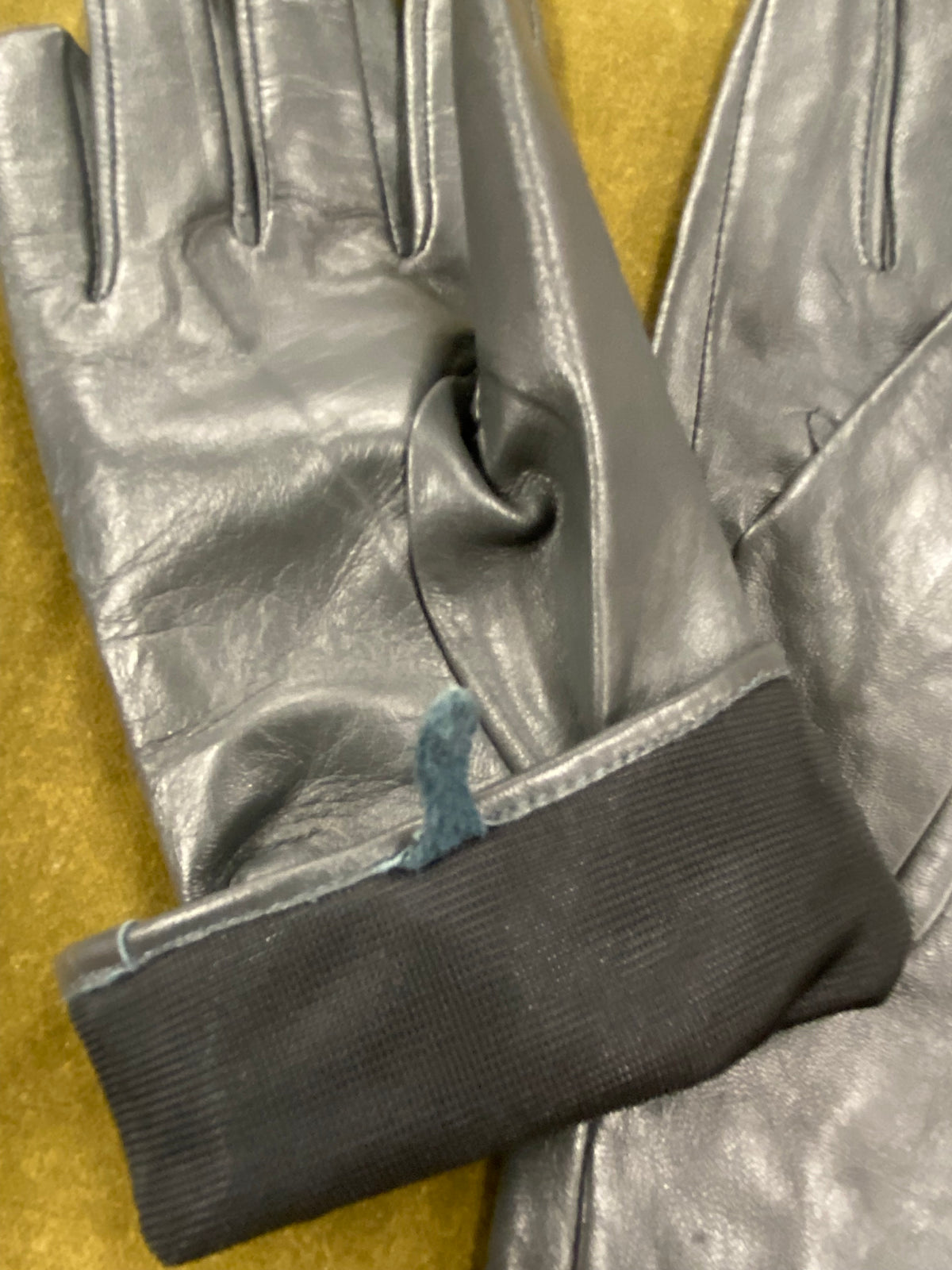 Gants en cuir gris-vert taille XL pour femme doublés