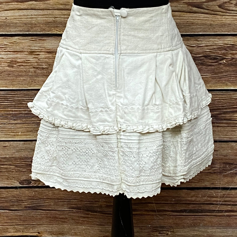 Vintage Damen Trachtenrock – Beige, Größe 42