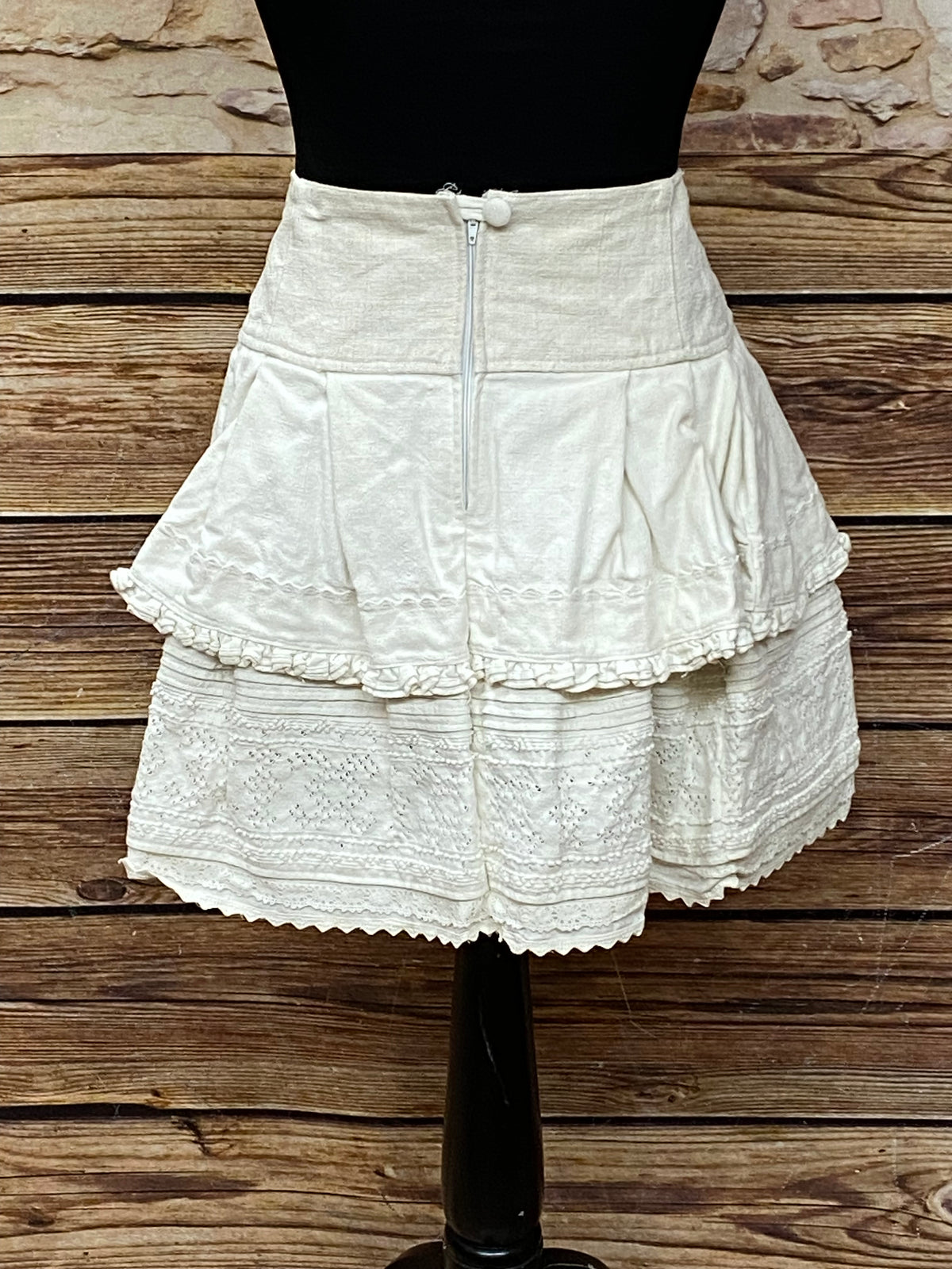 Vintage Damen Trachtenrock – Beige, Größe 42