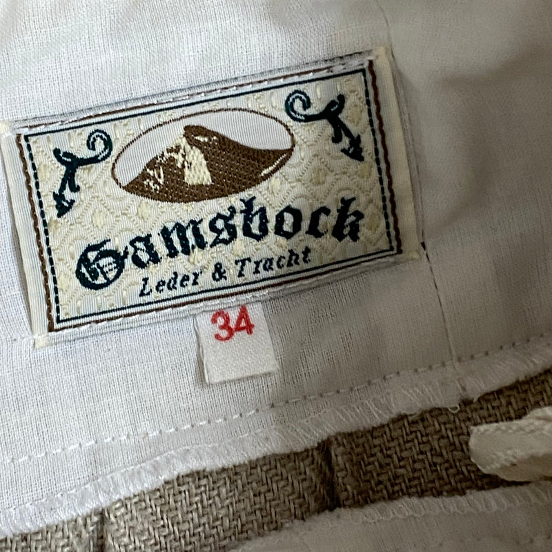 „Labelansicht Gamsbock Leder & Tracht im Trachtenrock, Größe 34“