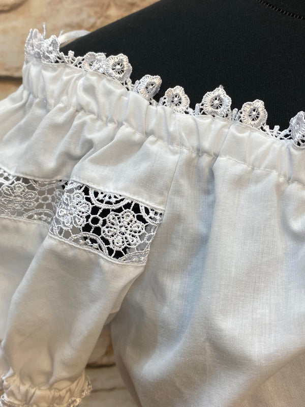 Dirndlbluse Landhaus C&A – Schulterfrei, Spitze, Größe 40