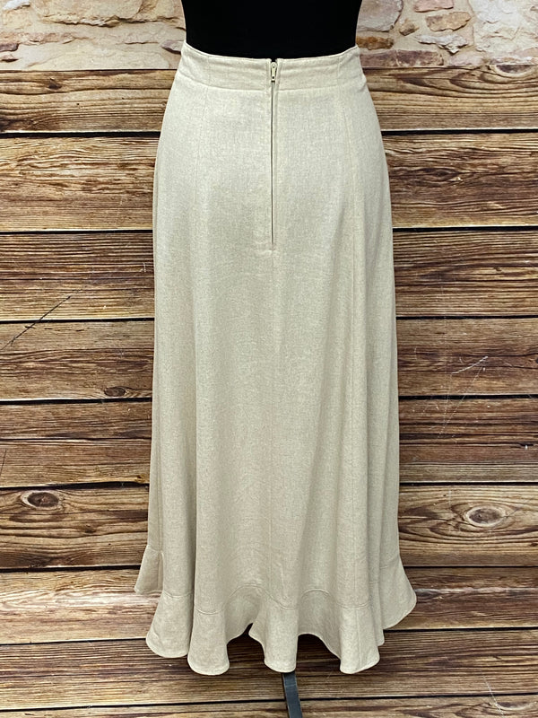 “Landhaus-Rock in Naturfarbend, Rückansicht mit Reißverschluss, Taille ca. 37 cm, Länge ca. 95 cm”