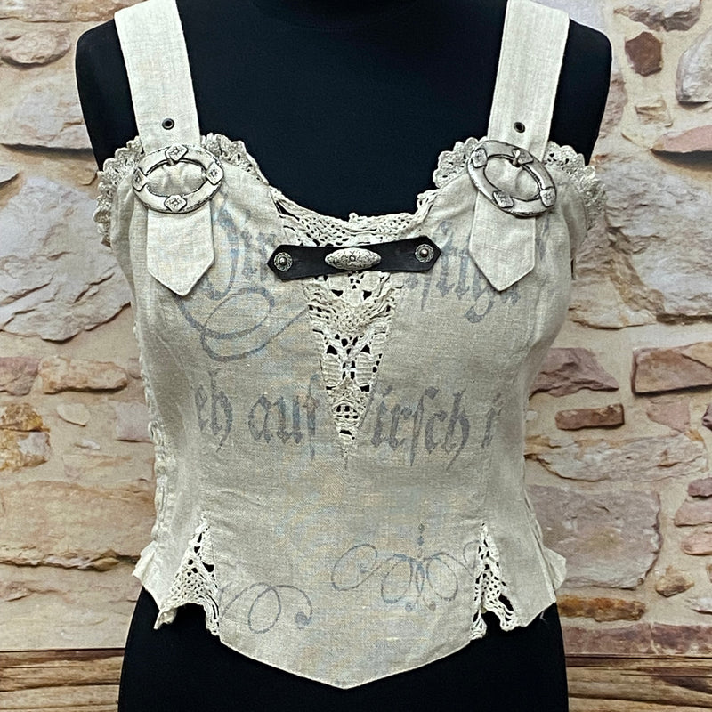Trachtenmieder weiß Country Line mit Trägern Schnürung Spitze Mieder Corsage Gr.36