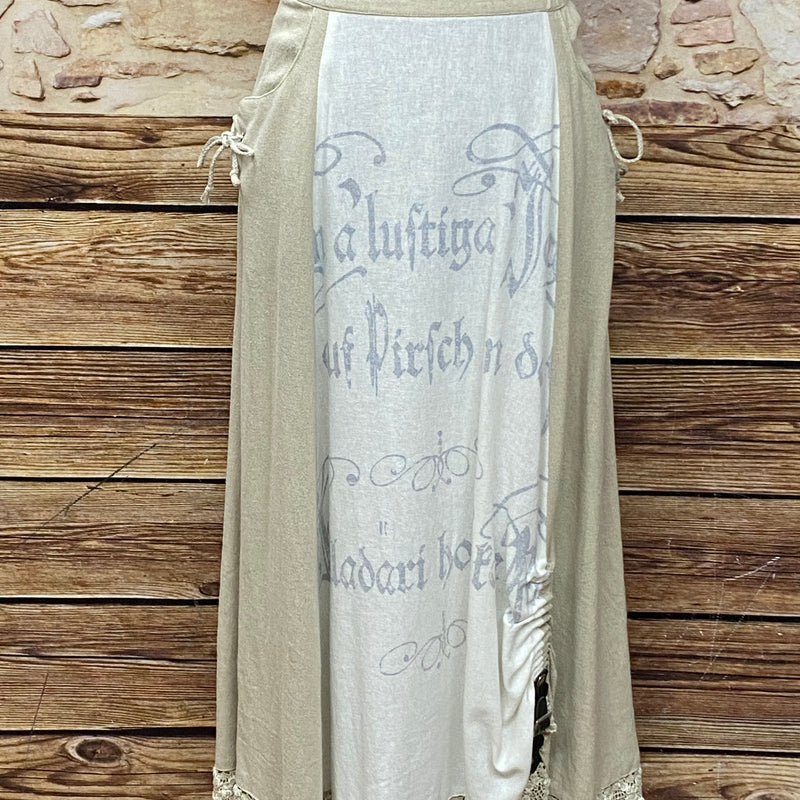 Vintage langer Trachtenrock von C&A beige natur Gr.38